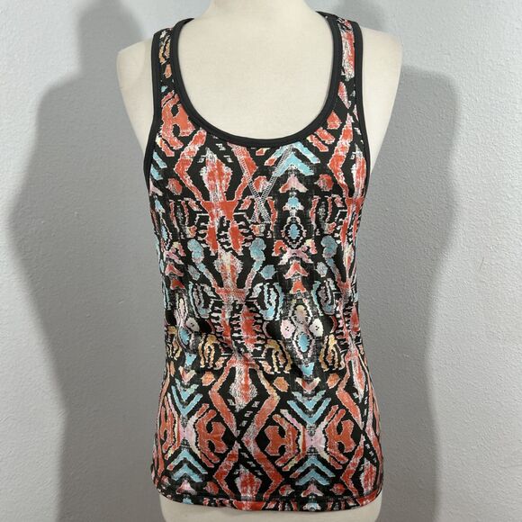 Body Central Tank Top Womens Medium Racerback Built in Bra Abstract Y2K - Picture 1 of 8